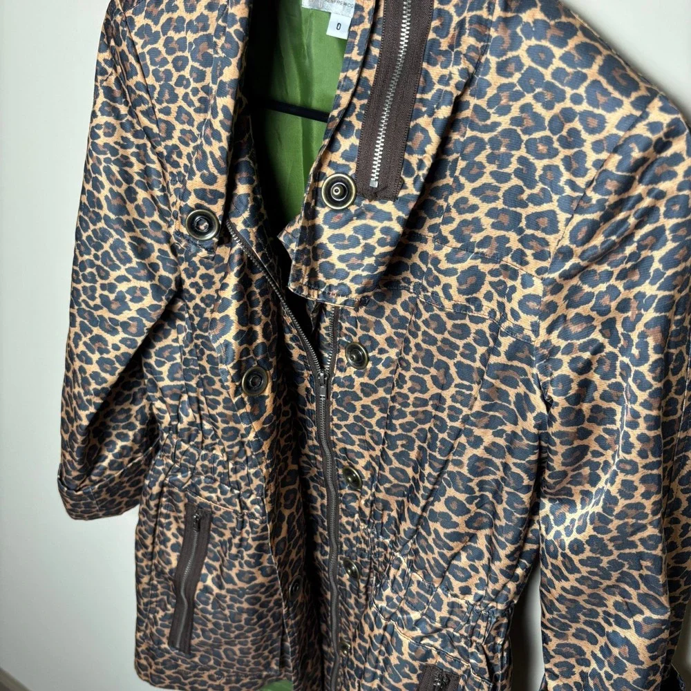 Renfrew Leopard Print Cinch Waist Olive Lined Utility Anorak Jacket Womens 0 - Picture 7 of 9